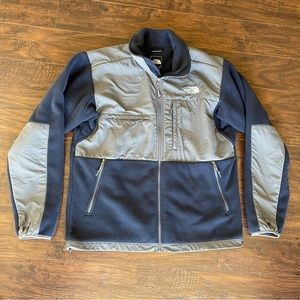 The North Face Embroidered Navy Blue & Grey Fleece Jacket